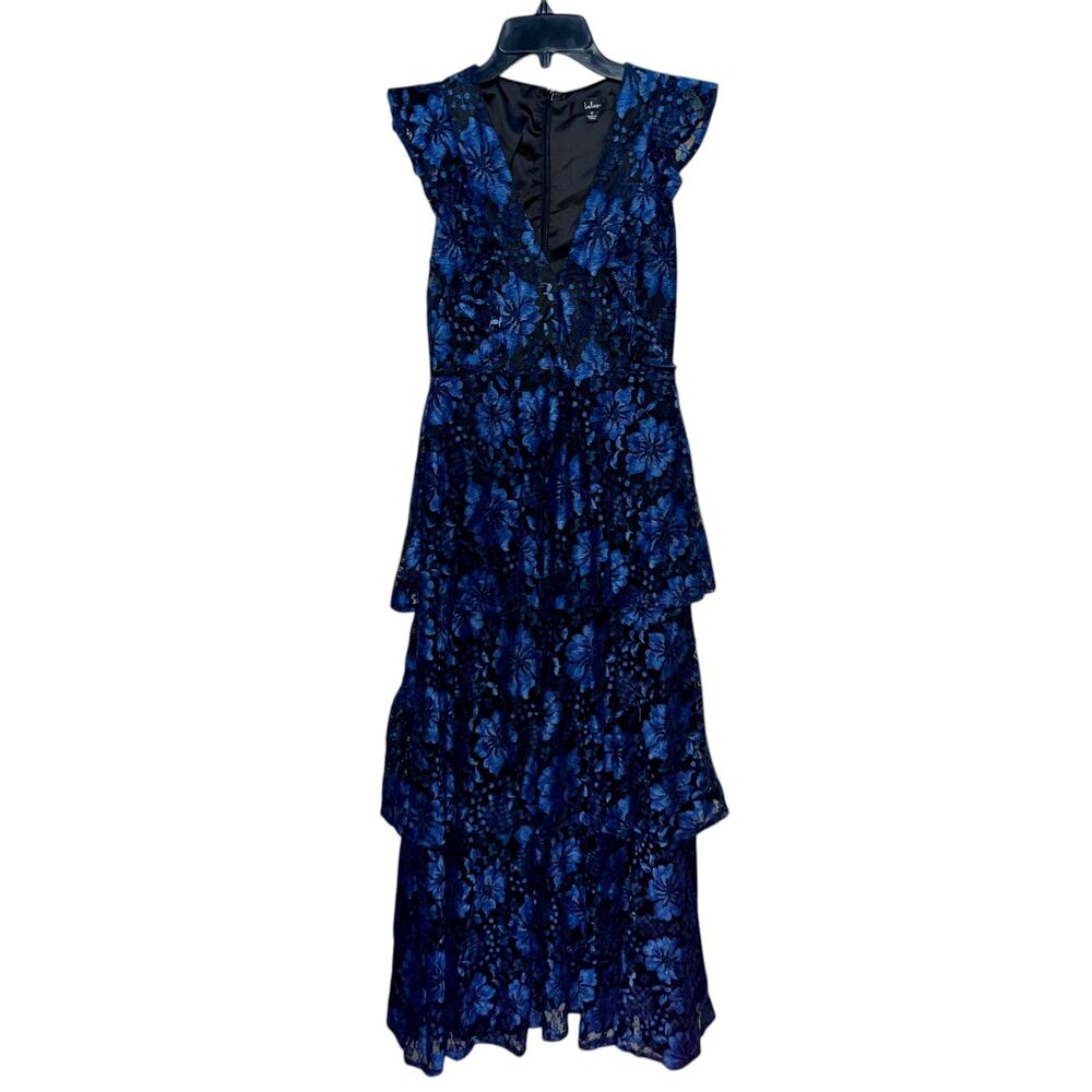 Lulu's Lace Tiered Midi Dress Molinetto Ruffles - Picture 3 of 8